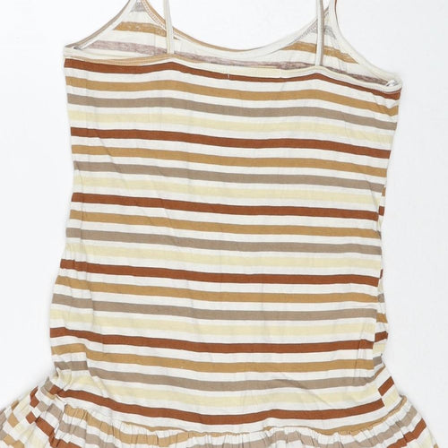 Graffic Womens Multicoloured Striped Cotton Tank Dress Size 10 Round Neck Pullover