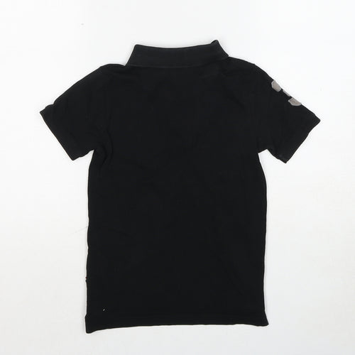 US Polo Assn. Boys Black Cotton Basic Polo Size 7-8 Years Collared Pullover
