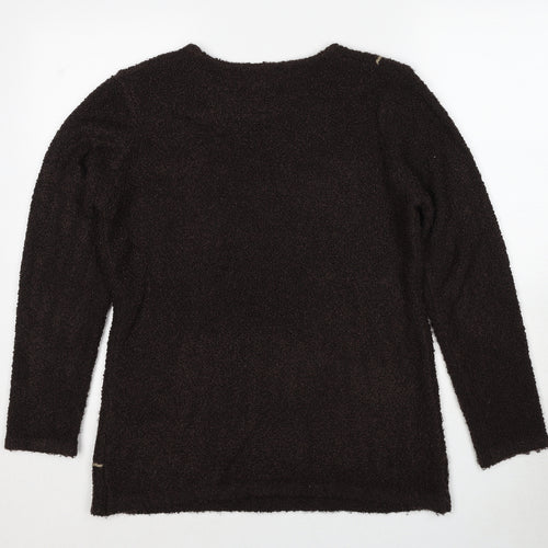 Mud Flower Womens Brown Round Neck Acrylic Pullover Jumper Size M - Size M/L