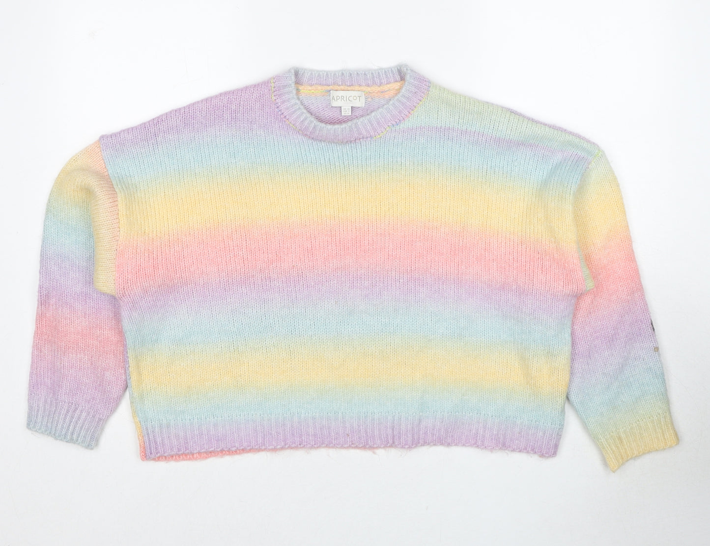 Apricot Womens Multicoloured Round Neck Striped Acrylic Pullover Jumper Size 10