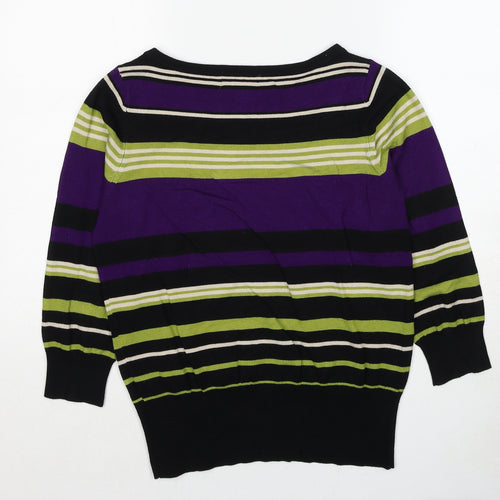 Debenhams Womens Multicoloured Boat Neck Striped Viscose Pullover Jumper Size 14