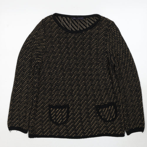 Marks and Spencer Womens Black Round Neck Acrylic Pullover Jumper Size 12