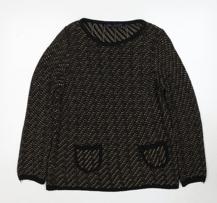 Marks and Spencer Womens Black Round Neck Acrylic Pullover Jumper Size 12