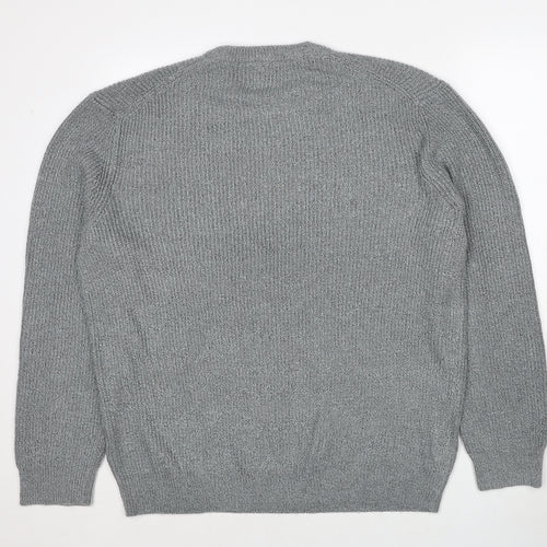 Marks and Spencer Mens Grey Round Neck Polyamide Pullover Jumper Size XL Long Sleeve