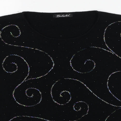 Berkertex Womens Black Round Neck Acrylic Pullover Jumper Size 10 - Size 10-12