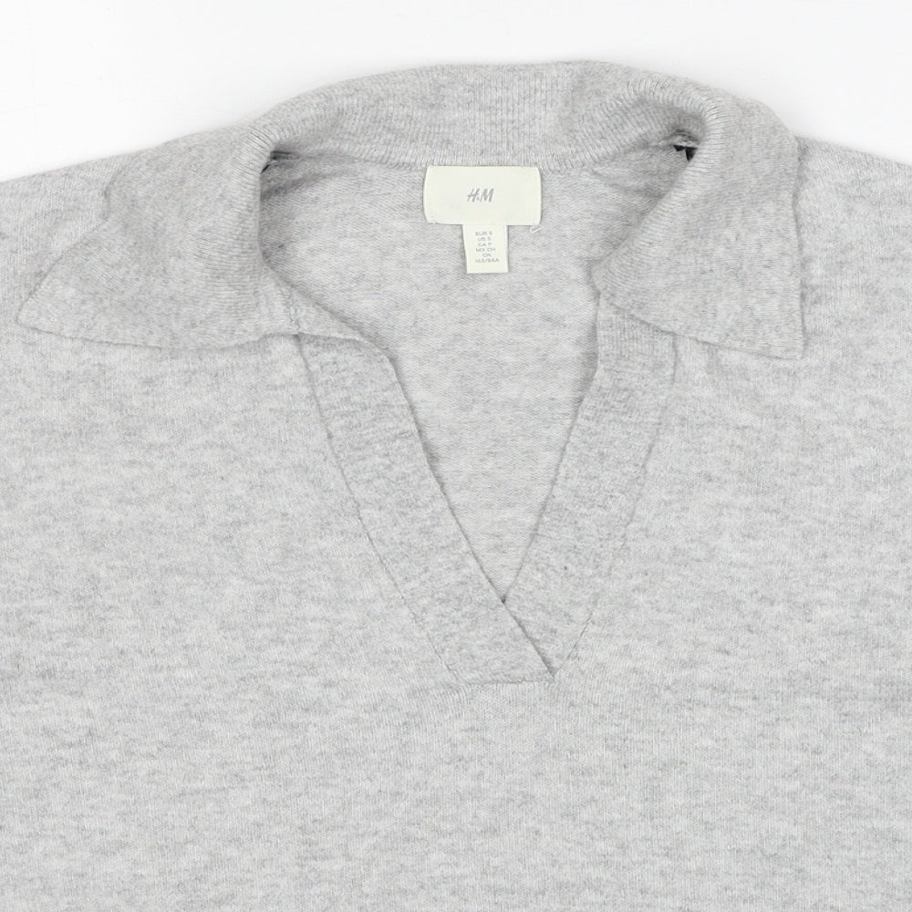 H&M Womens Grey Collared Polyester Pullover Jumper Size M