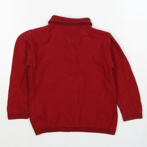 NEXT Boys Red Collared Cotton Pullover Jumper Size 2 Years Pullover