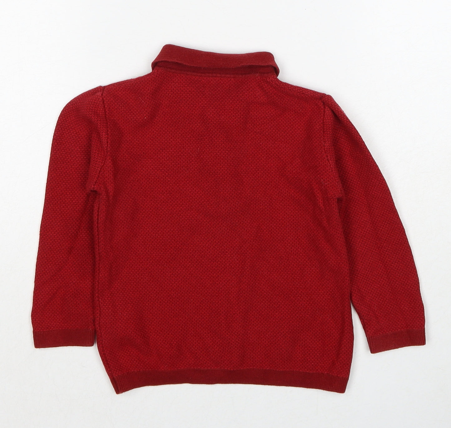 NEXT Boys Red Collared Cotton Pullover Jumper Size 2 Years Pullover