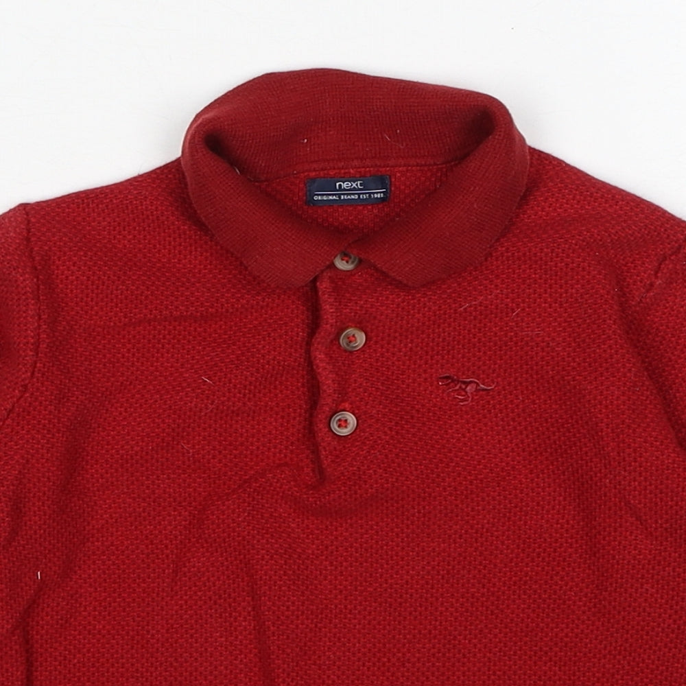 NEXT Boys Red Collared Cotton Pullover Jumper Size 2 Years Pullover