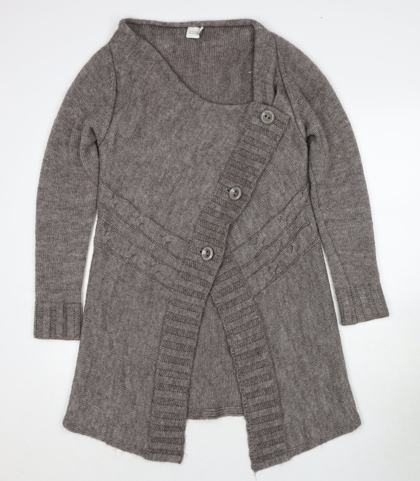 Kaliko Womens Brown V-Neck Polyester Cardigan Jumper Size M