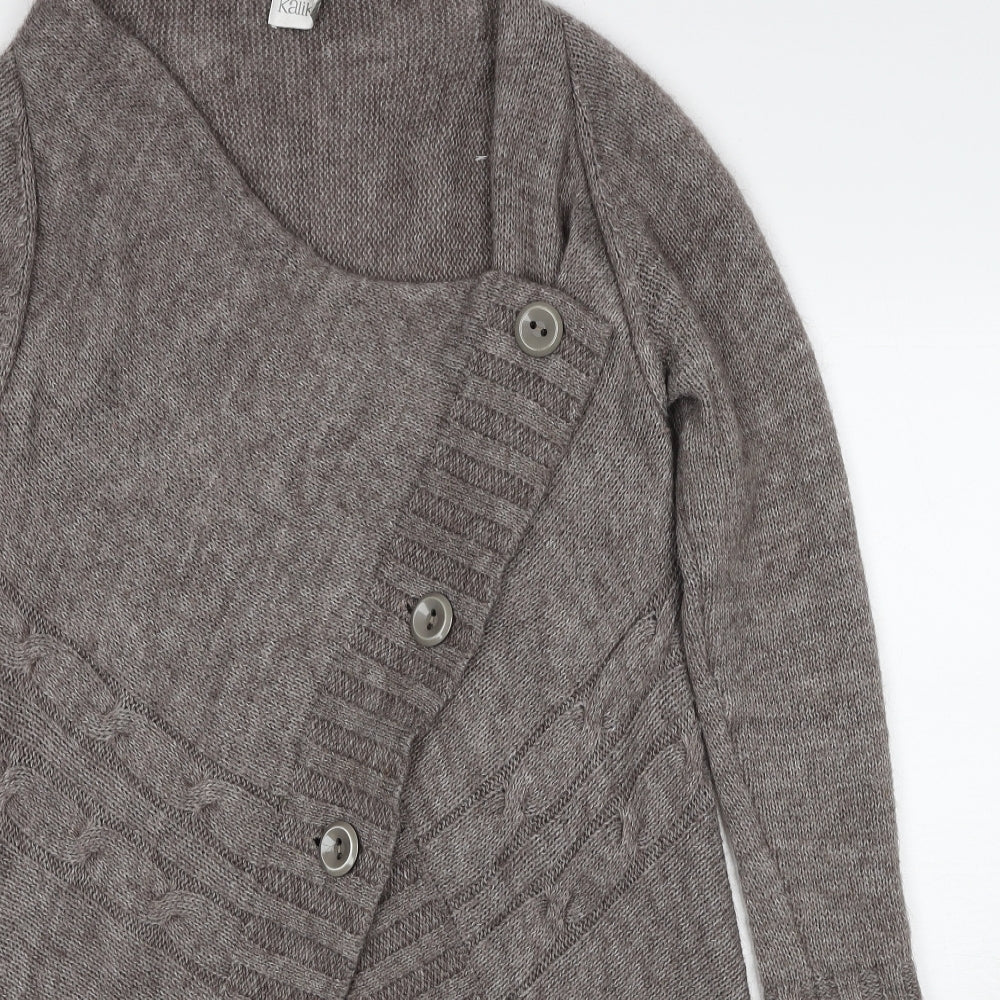 Kaliko Womens Brown V-Neck Polyester Cardigan Jumper Size M