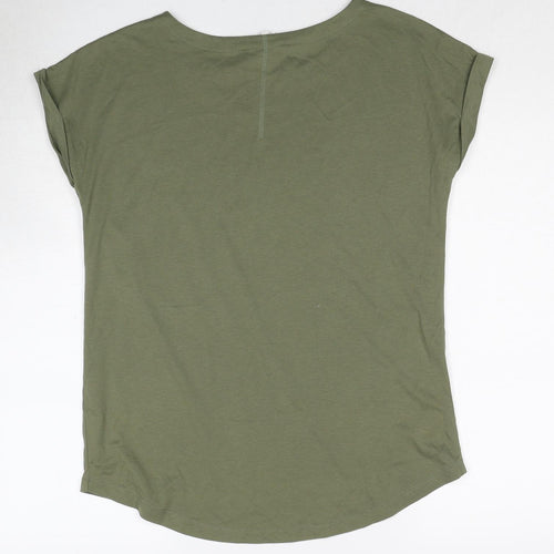 NEXT Womens Green Cotton Basic T-Shirt Size 10 Boat Neck - Star