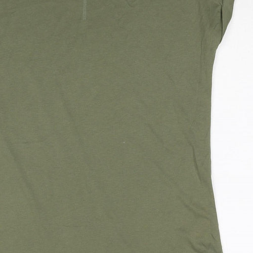 NEXT Womens Green Cotton Basic T-Shirt Size 10 Boat Neck - Star