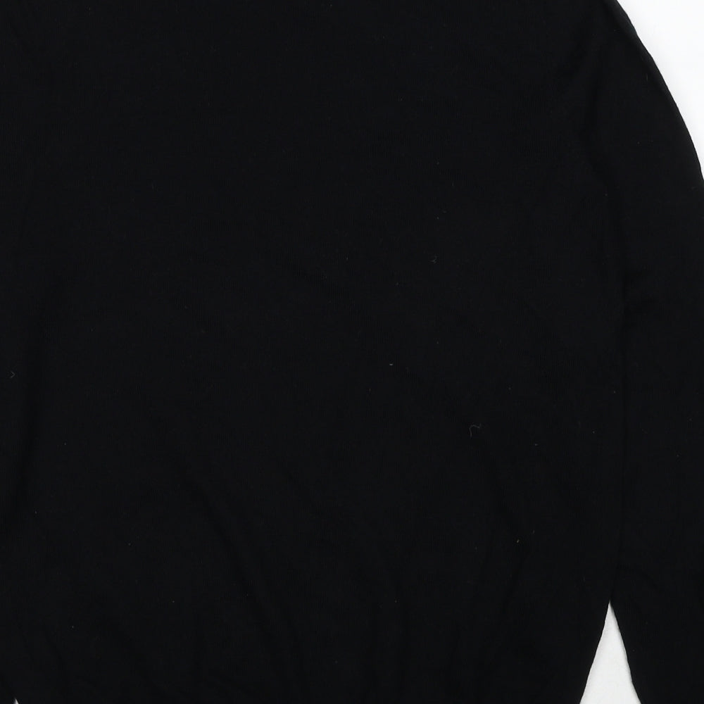 NICOLE FARHI Mens Black Round Neck Wool Pullover Jumper Size M Long Sleeve