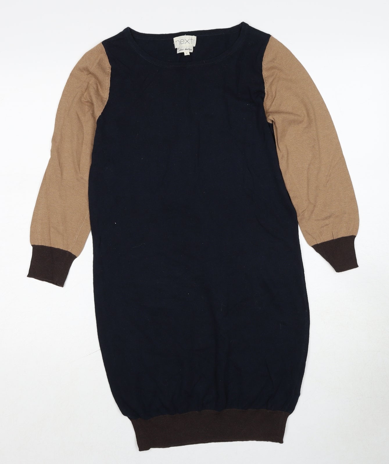NEXT Womens Multicoloured Colourblock Cotton Jumper Dress Size 8 Round Neck Pullover