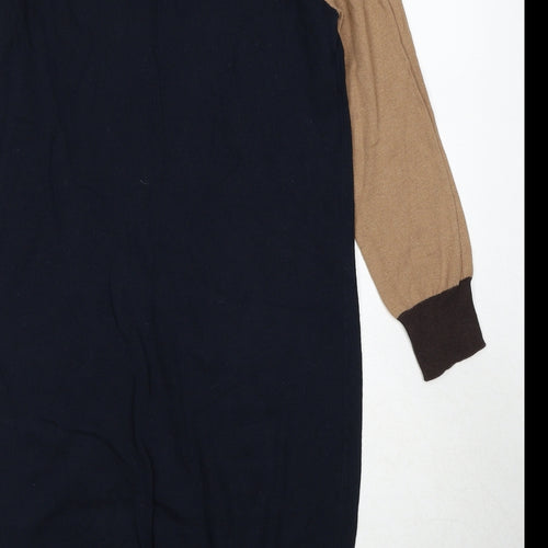 NEXT Womens Multicoloured Colourblock Cotton Jumper Dress Size 8 Round Neck Pullover