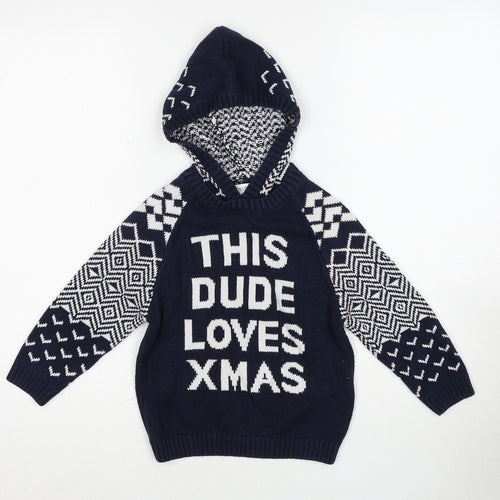 Outfit Boys Blue Round Neck Cotton Pullover Jumper Size 6 Years Pullover - This Dude Loves Xmas