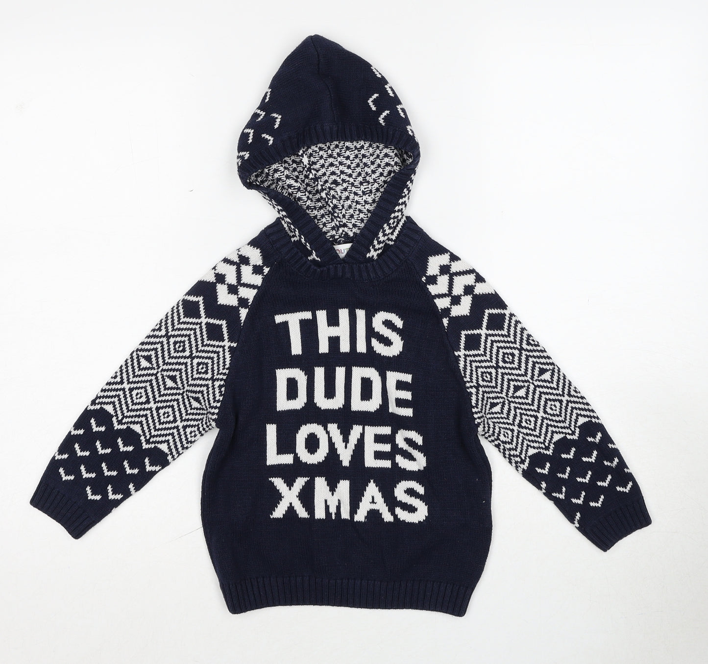 Outfit Boys Blue Round Neck Cotton Pullover Jumper Size 6 Years Pullover - This Dude Loves Xmas