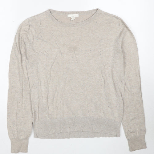 H&M Womens Beige Round Neck Viscose Pullover Jumper Size S