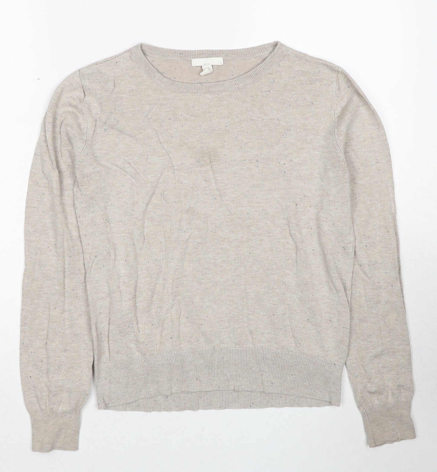 H&M Womens Beige Round Neck Viscose Pullover Jumper Size S