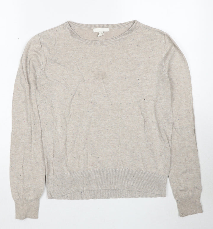 H&M Womens Beige Round Neck Viscose Pullover Jumper Size S