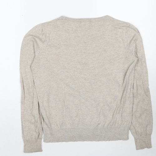 H&M Womens Beige Round Neck Viscose Pullover Jumper Size S