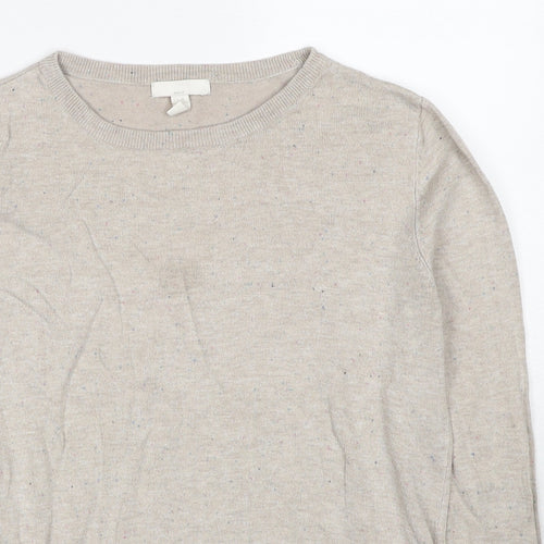 H&M Womens Beige Round Neck Viscose Pullover Jumper Size S
