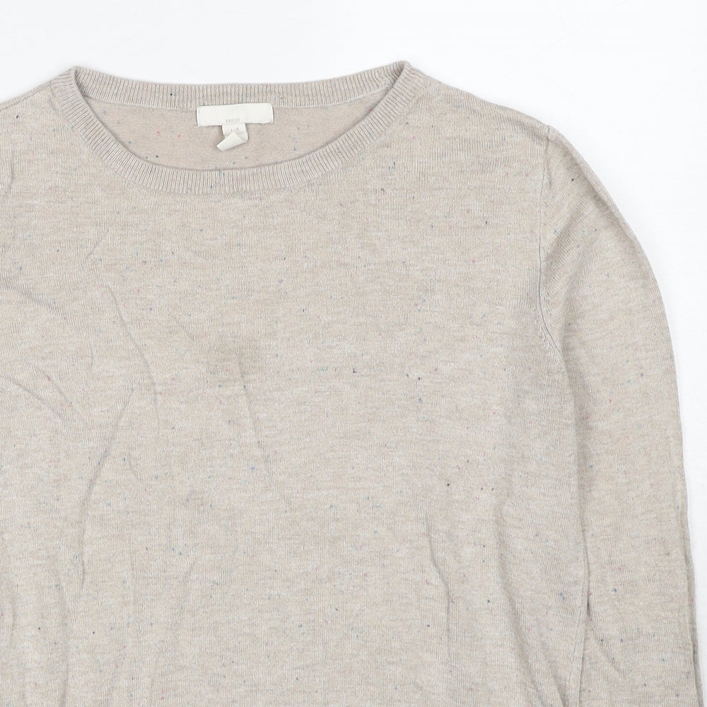 H&M Womens Beige Round Neck Viscose Pullover Jumper Size S