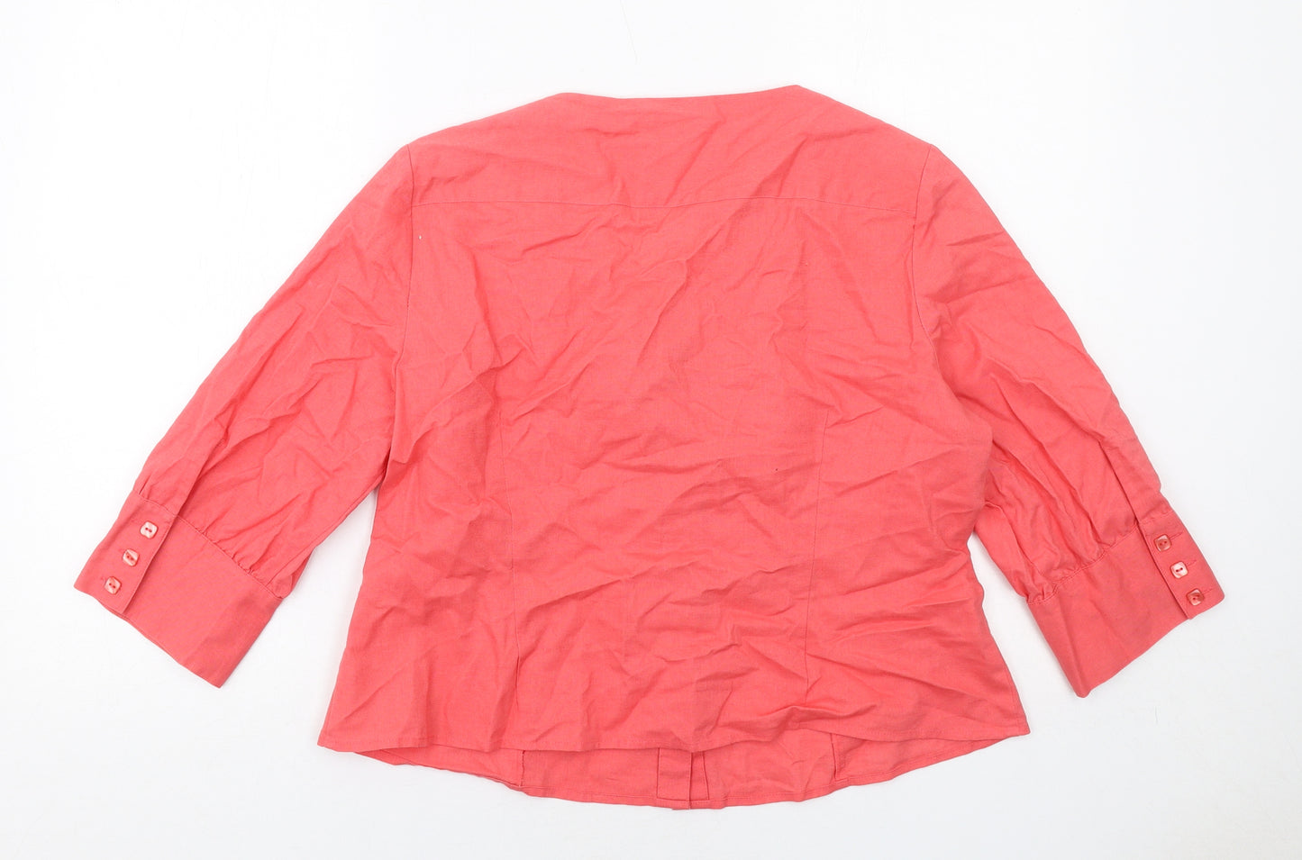 Minuet Womens Pink Linen Basic Button-Up Size 18 Round Neck