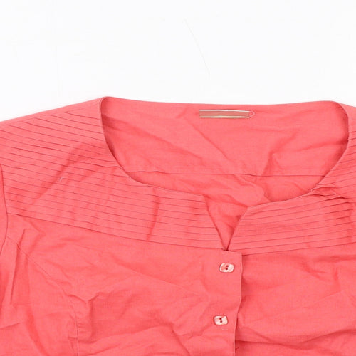 Minuet Womens Pink Linen Basic Button-Up Size 18 Round Neck