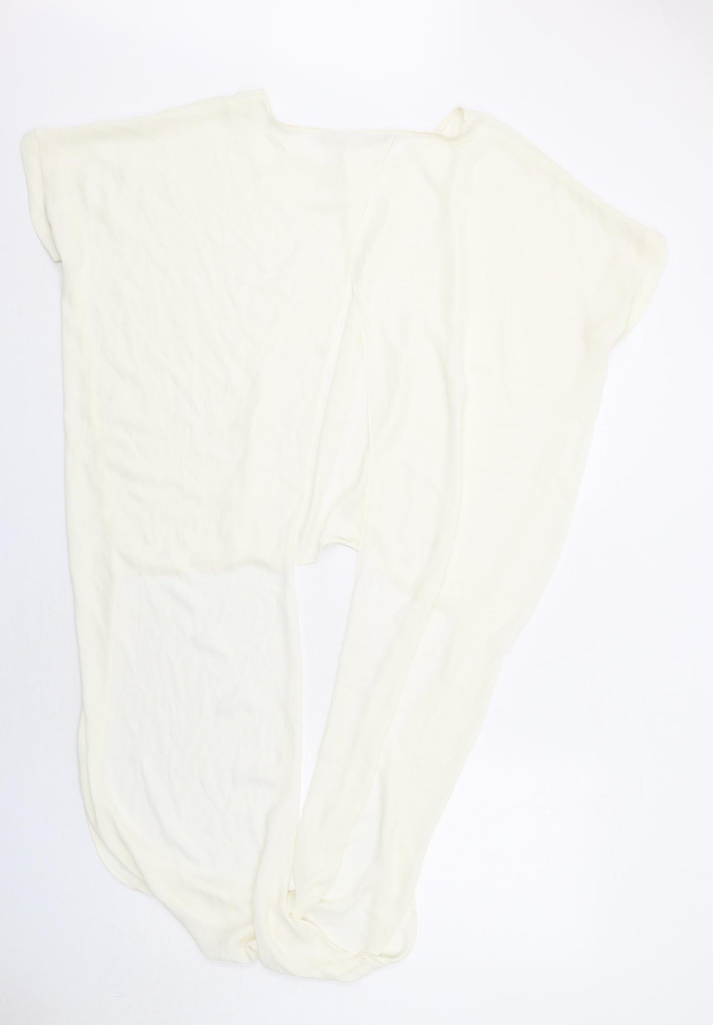 Zara Womens Ivory Polyester Basic Blouse Size M Round Neck - Dipped Hem