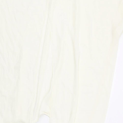 Zara Womens Ivory Polyester Basic Blouse Size M Round Neck - Dipped Hem