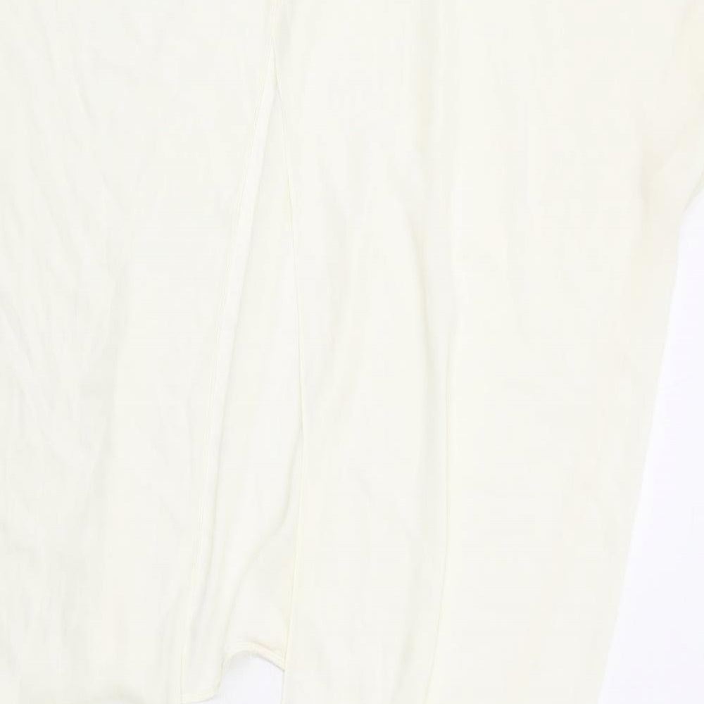 Zara Womens Ivory Polyester Basic Blouse Size M Round Neck - Dipped Hem