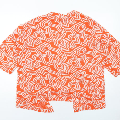 NEXT Womens Orange V-Neck Geometric Viscose Cardigan Jumper Size M