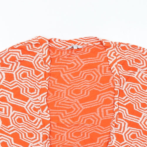 NEXT Womens Orange V-Neck Geometric Viscose Cardigan Jumper Size M