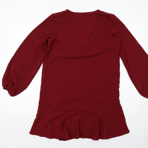 ASOS Womens Red Polyester Mini Size 10 V-Neck Pullover