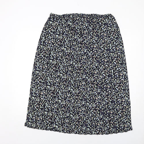 Marks and Spencer Womens Blue Geometric Polyester A-Line Skirt Size 16