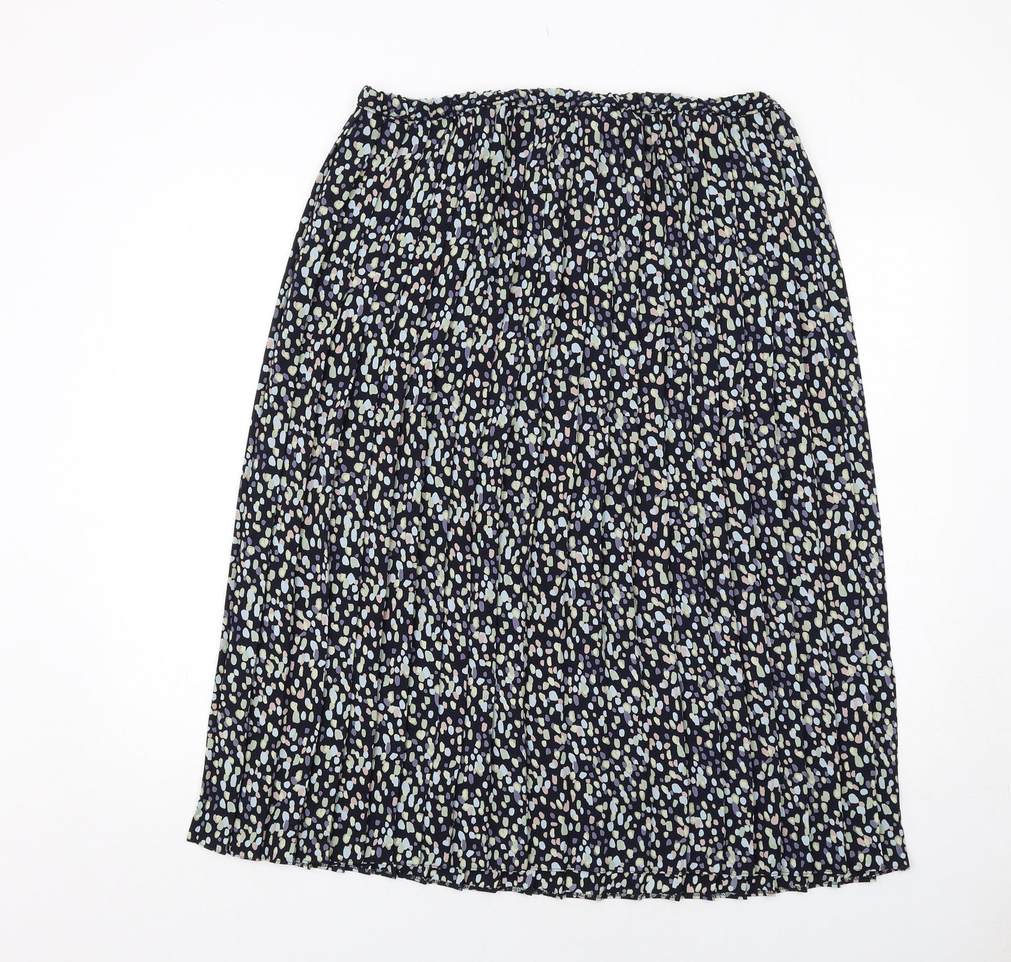 Marks and Spencer Womens Blue Geometric Polyester A-Line Skirt Size 16