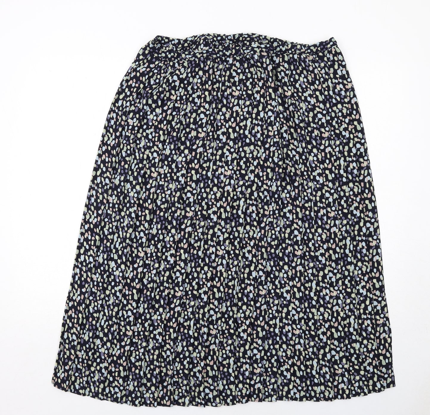 Marks and Spencer Womens Blue Geometric Polyester A-Line Skirt Size 16