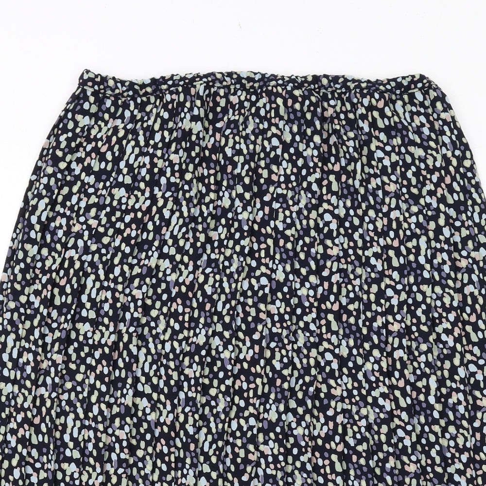 Marks and Spencer Womens Blue Geometric Polyester A-Line Skirt Size 16