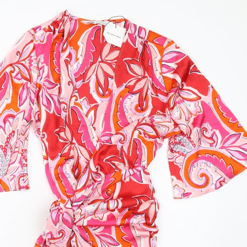 Zara Womens Multicoloured Geometric Polyester Mini Size M V-Neck Tie