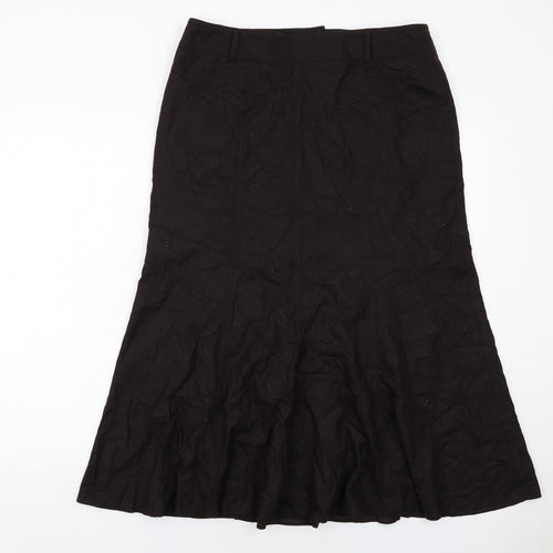 DELMOD Womens Brown Wool Swing Skirt Size 14 Zip
