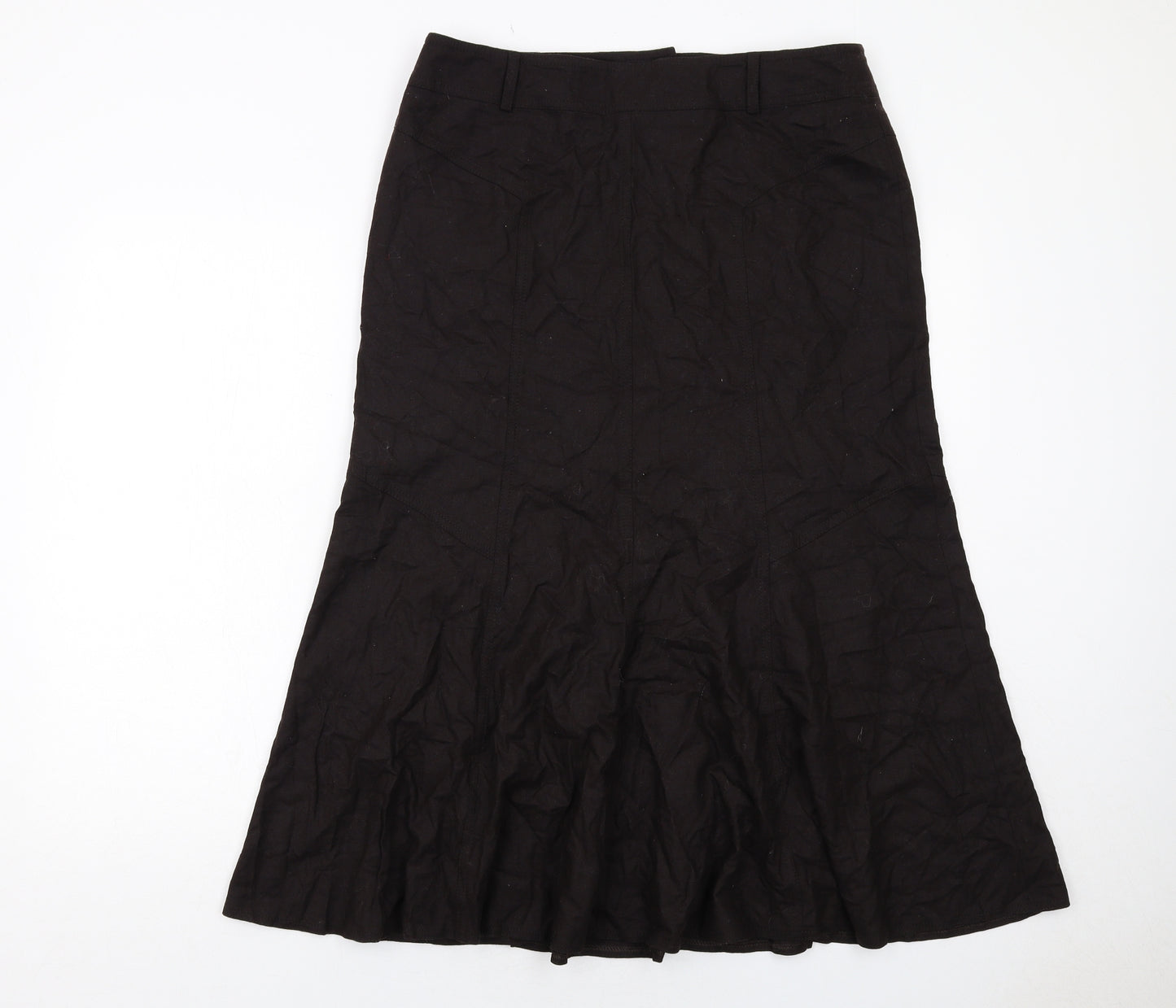 DELMOD Womens Brown Wool Swing Skirt Size 14 Zip