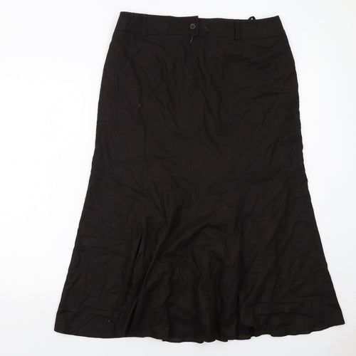 DELMOD Womens Brown Wool Swing Skirt Size 14 Zip