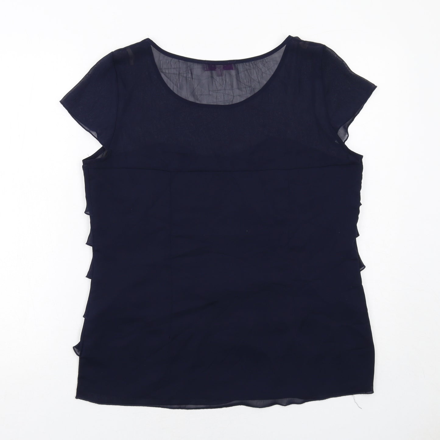 Per Una Womens Blue Polyester Basic Blouse Size 14 Boat Neck
