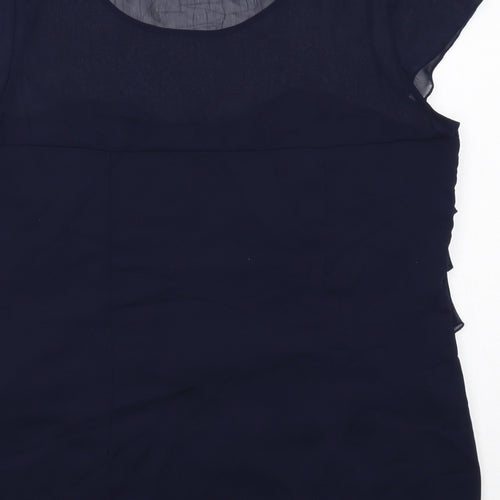 Per Una Womens Blue Polyester Basic Blouse Size 14 Boat Neck