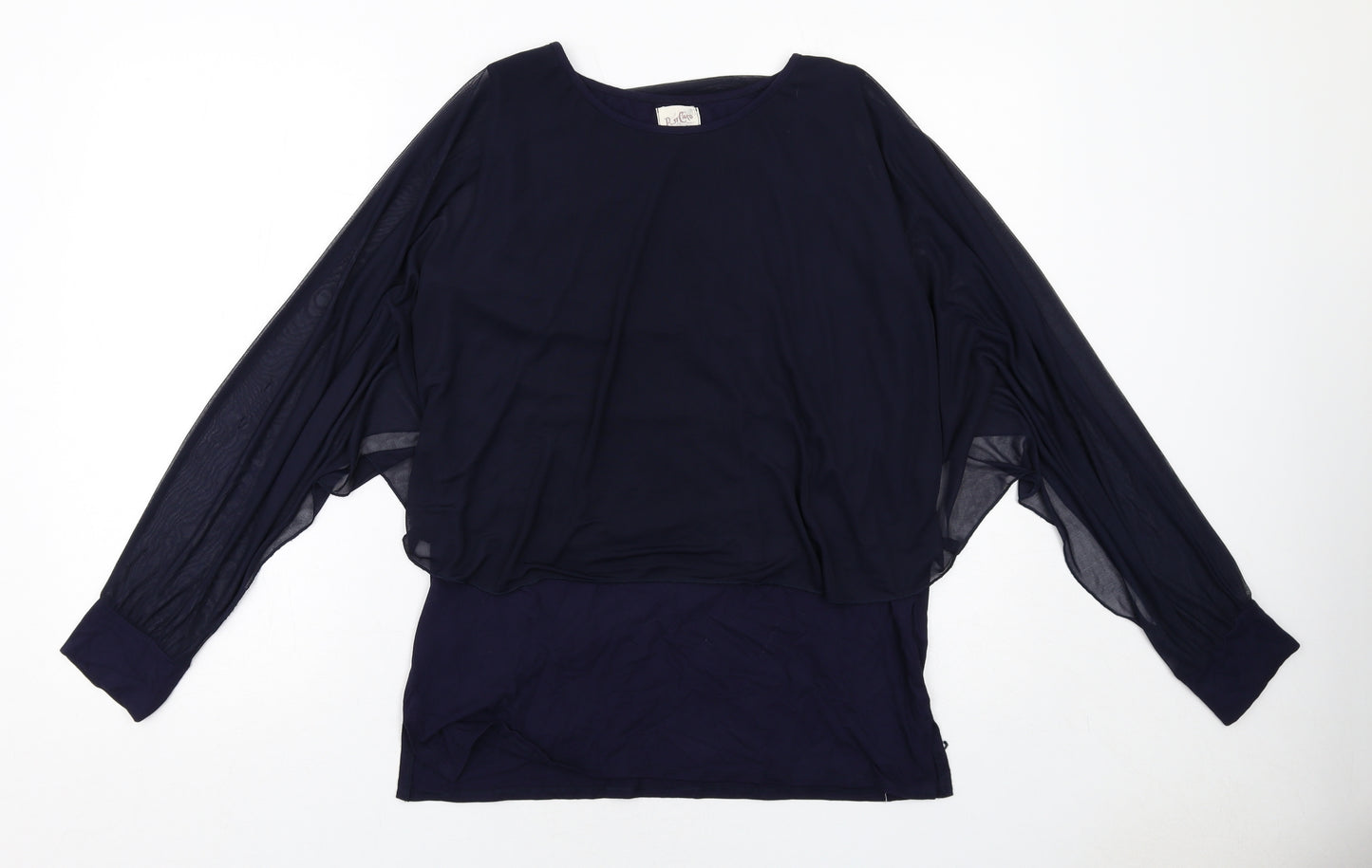 A Postcard From Brighton Womens Blue Viscose Basic Blouse Size S Round Neck