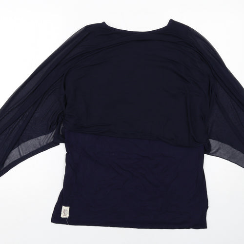 A Postcard From Brighton Womens Blue Viscose Basic Blouse Size S Round Neck