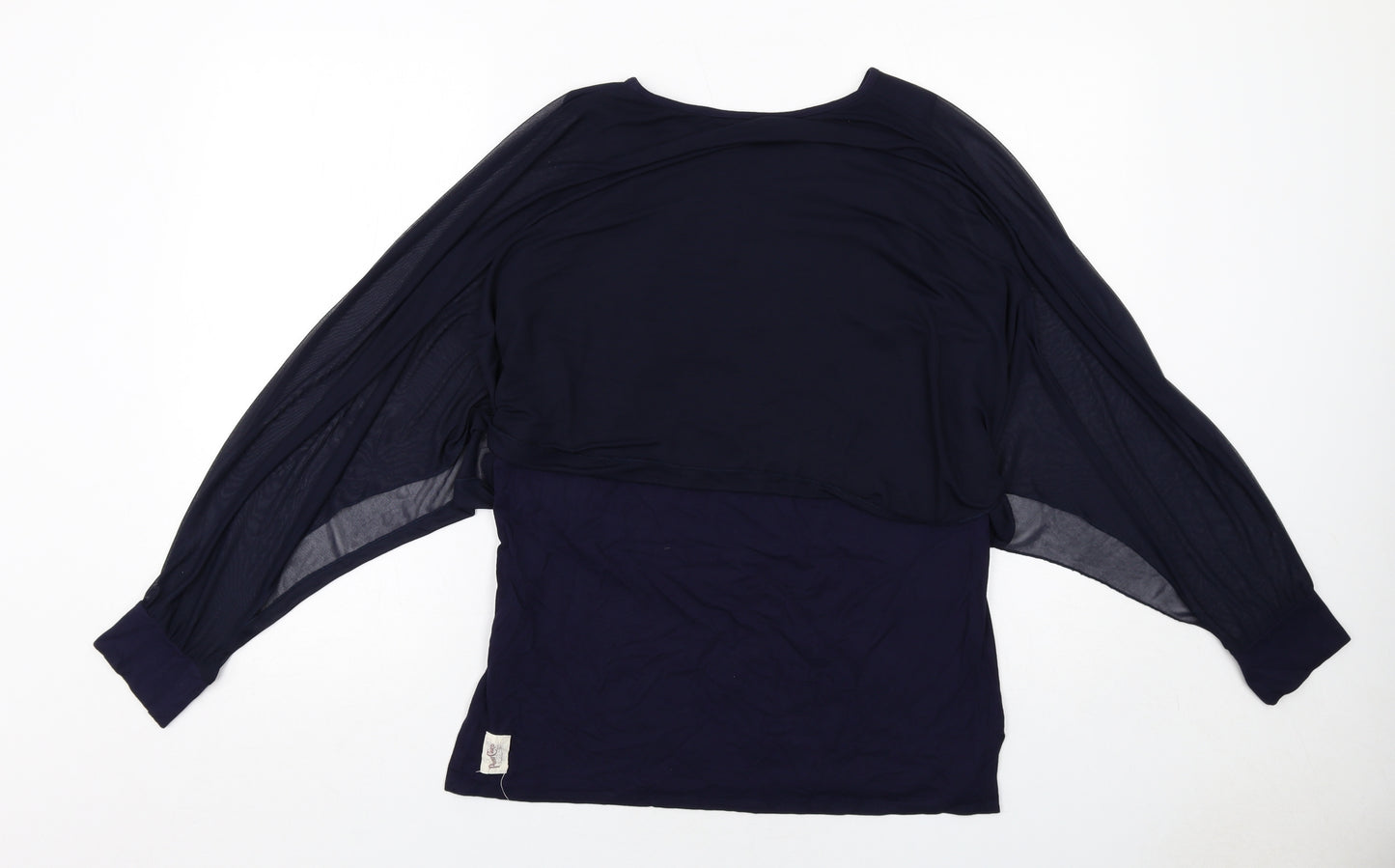 A Postcard From Brighton Womens Blue Viscose Basic Blouse Size S Round Neck