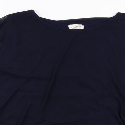 A Postcard From Brighton Womens Blue Viscose Basic Blouse Size S Round Neck